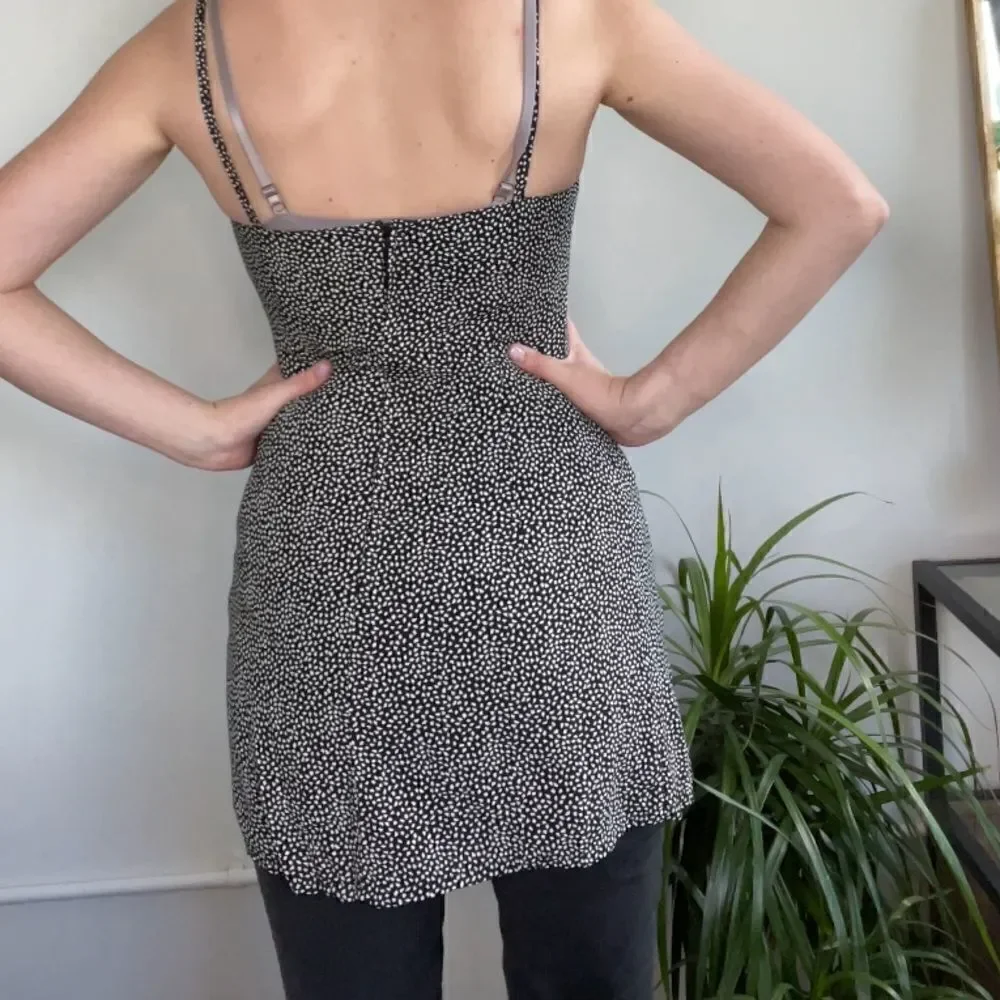 French Connection Black and White Dot Mini Cami Dress Tank 6